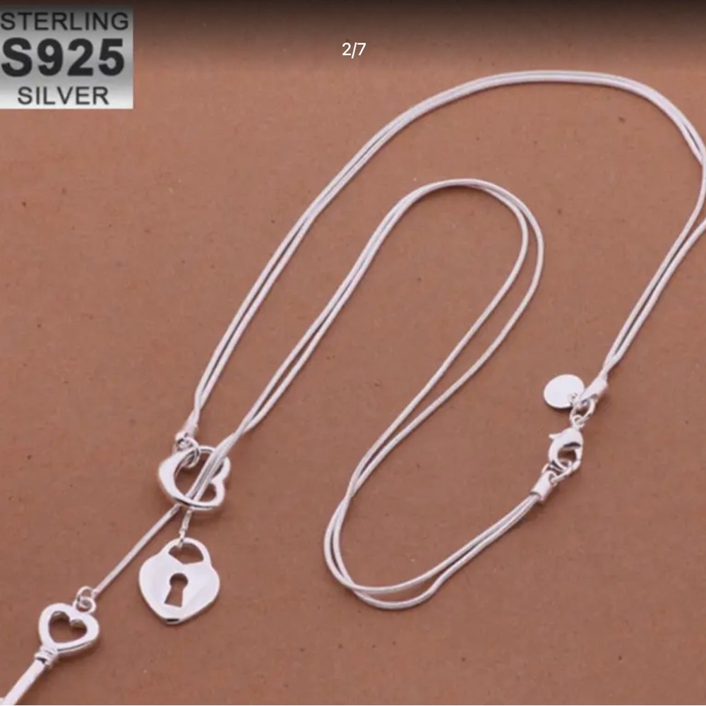 NWT, Sterling Silver Lock n Key through a heart necklace. - Picture 5 of 12